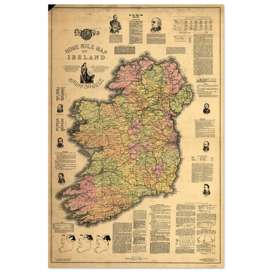 Home Rule Map of Ireland - 1893 Historical – Irish gift | Buy Irish Art