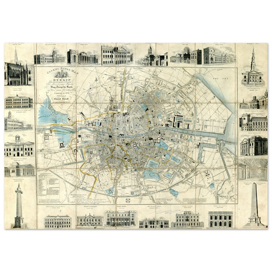 Cooke’s Royal Map of Dublin with Vignettes of Principal Buildings Art Print – Irish wall art print | Buy Irish Art