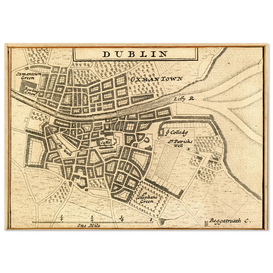 Map of Dublin City in 1714 by Herman Moll – Irish gift | Buy Irish Art