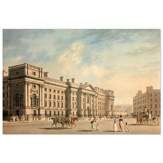 Trinity College, College Green, Dublin by Irish Artist James Malton Art Print – Irish wall art print | Buy Irish Art