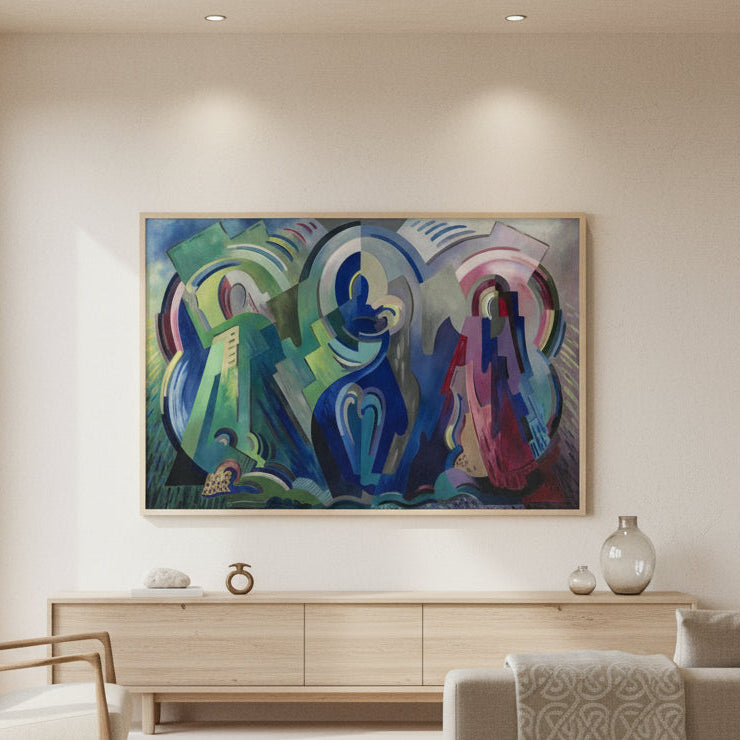 The Virgin of Éire by Mainie Jellett, art print in a bright living room