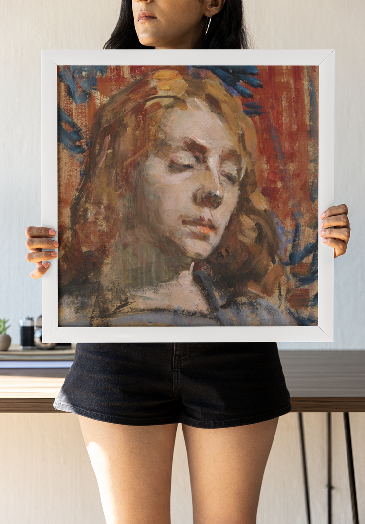 Portrait of Kathleen Behan by Irish Artist Sarah Henrietta Purser White Framed Art Print Mother of All Behans