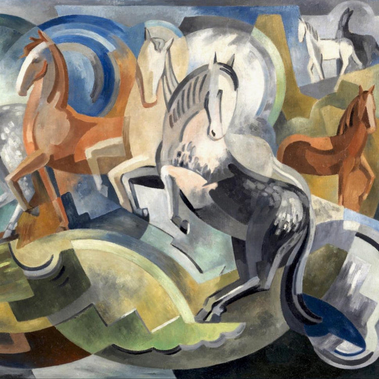 Abstract modernist painting by Mainie Jellett with geometric forms and muted colour