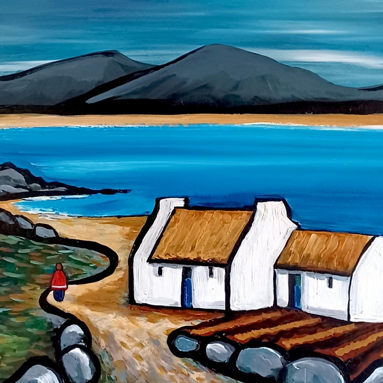 Connemara Lakes Cottage Irish Landscape Fine Art Print by Ó Maoláin