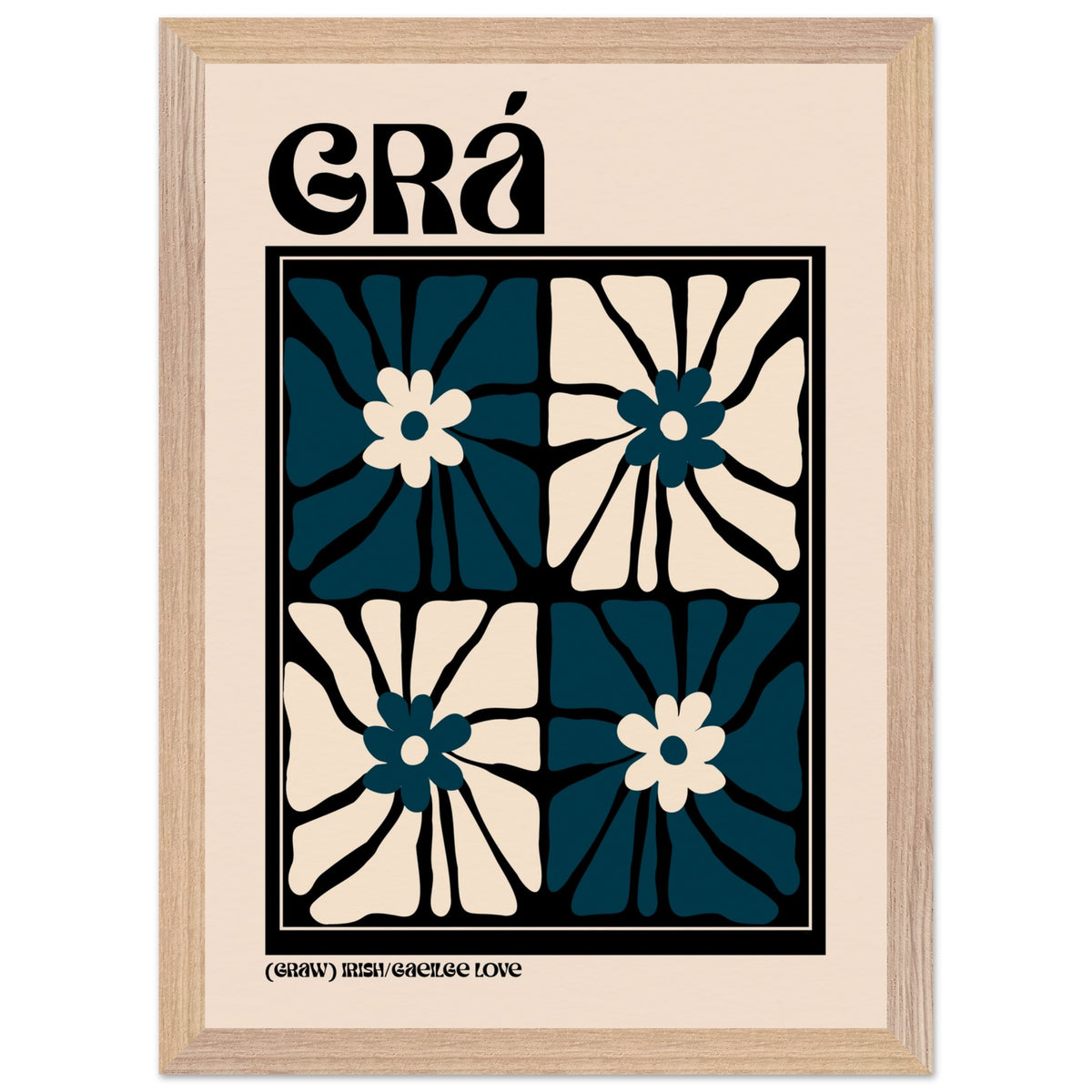 Grá Irish language art print — romantic 'love' wall art for a living room or bedroom