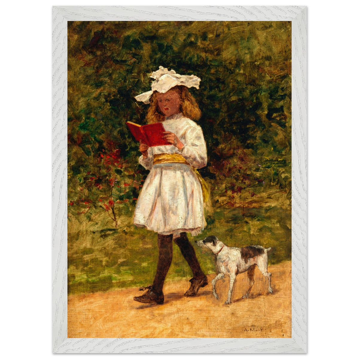 A Young Girl Reading by Aloysius O'Kelly Art Print (view 9)