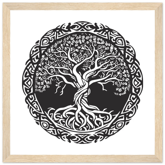 Celtic Tree of Life Print – Irish & Norse Mythology Art Black & White