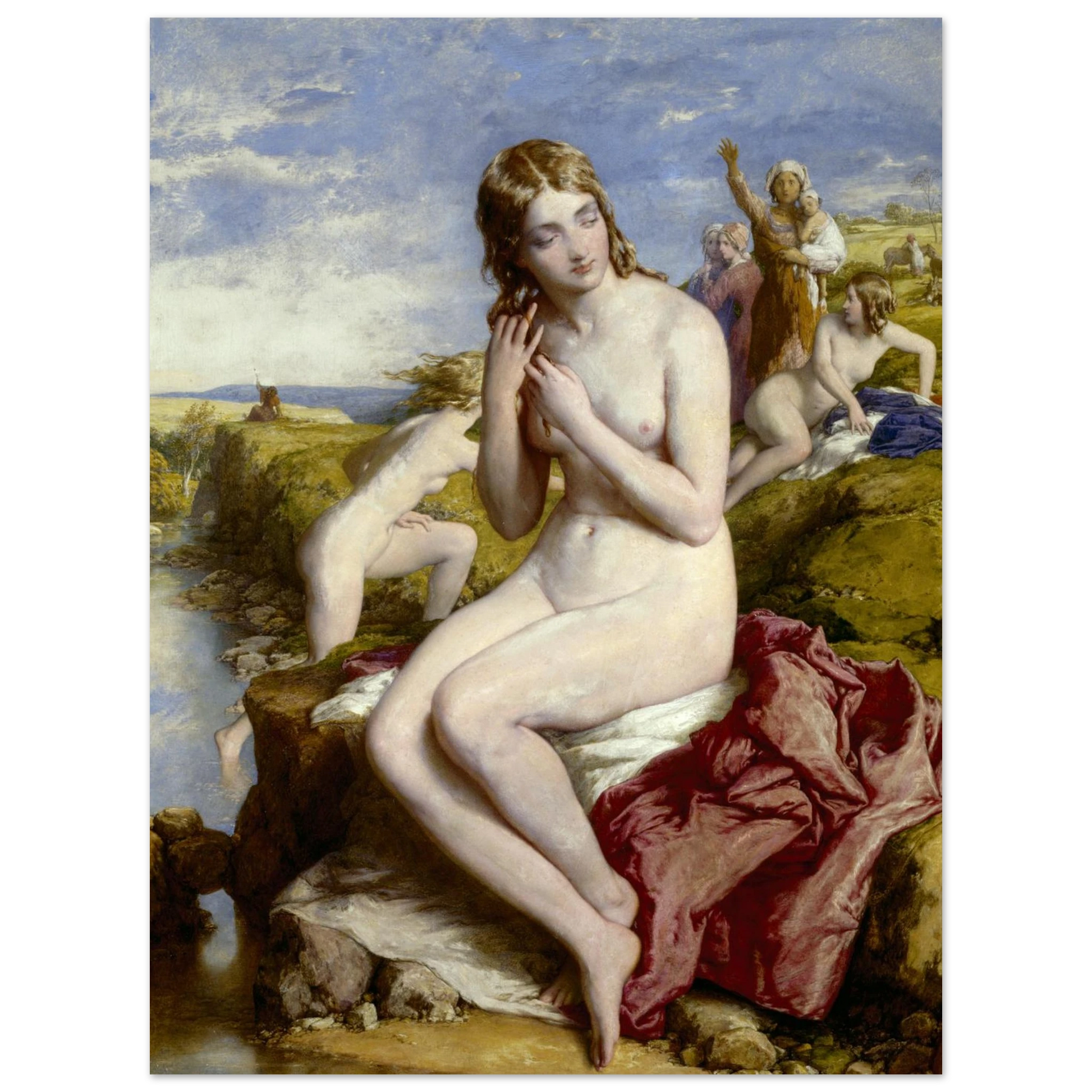 Bathers Surprised by Irish Artist William Mulready Art Print – room setting display | Buy Irish Art