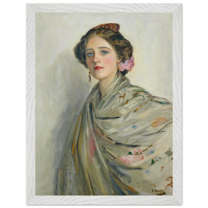 A Fair Spaniard, Mrs Chowne Irish portrait art print in white gallery frame 30x40 cm Collector’s Edition