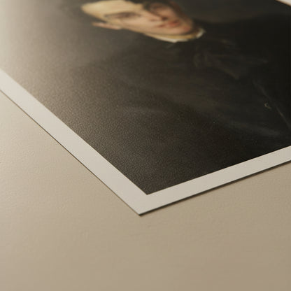 Close-crop detail of unframed Yeats print showing crisp matte edges and archival paper texture; softly lit with warm tonal balance.