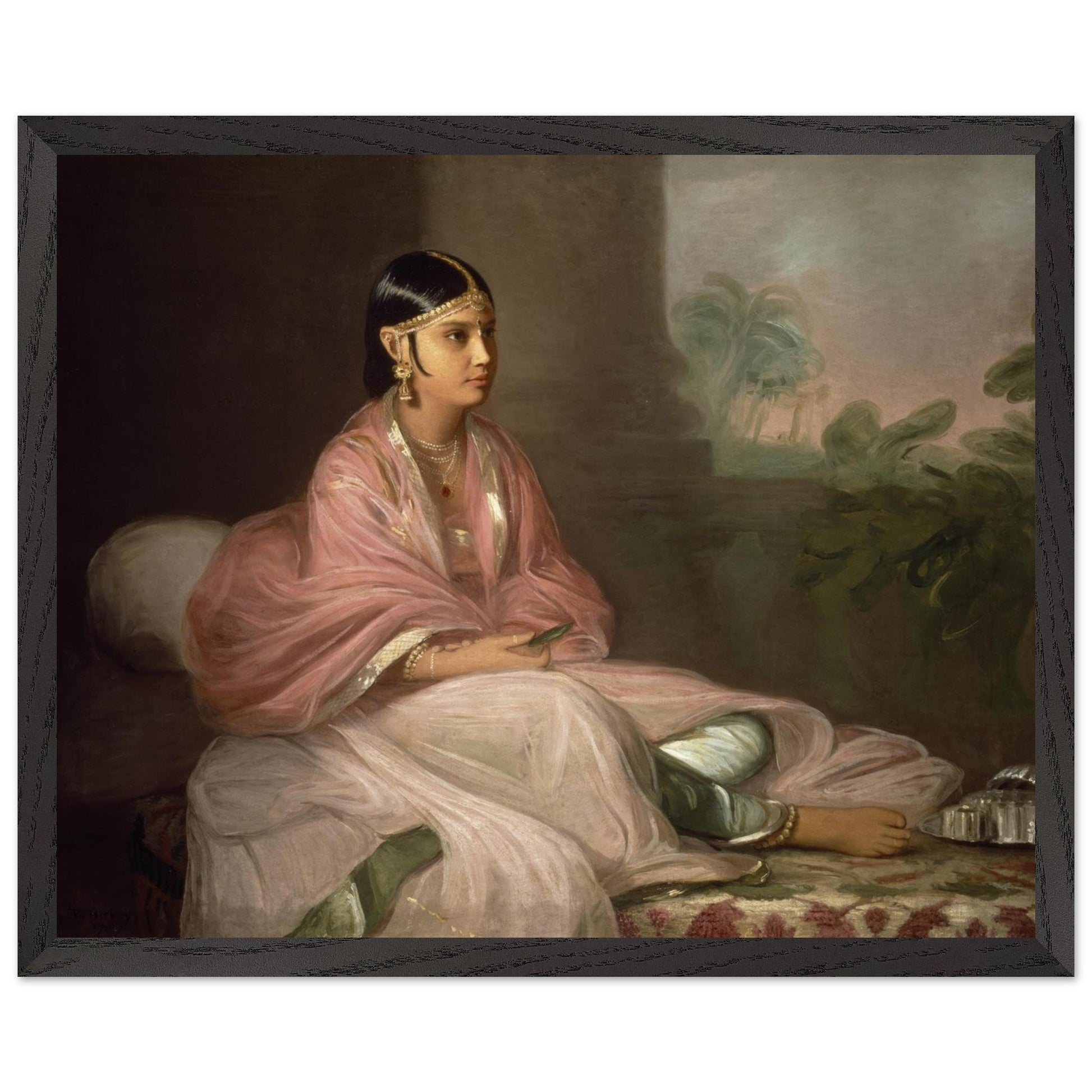 Framed fine art reproduction of Thomas Hickey’s An Indian Lady, perhaps Jemdanee — archival print with classic black frame