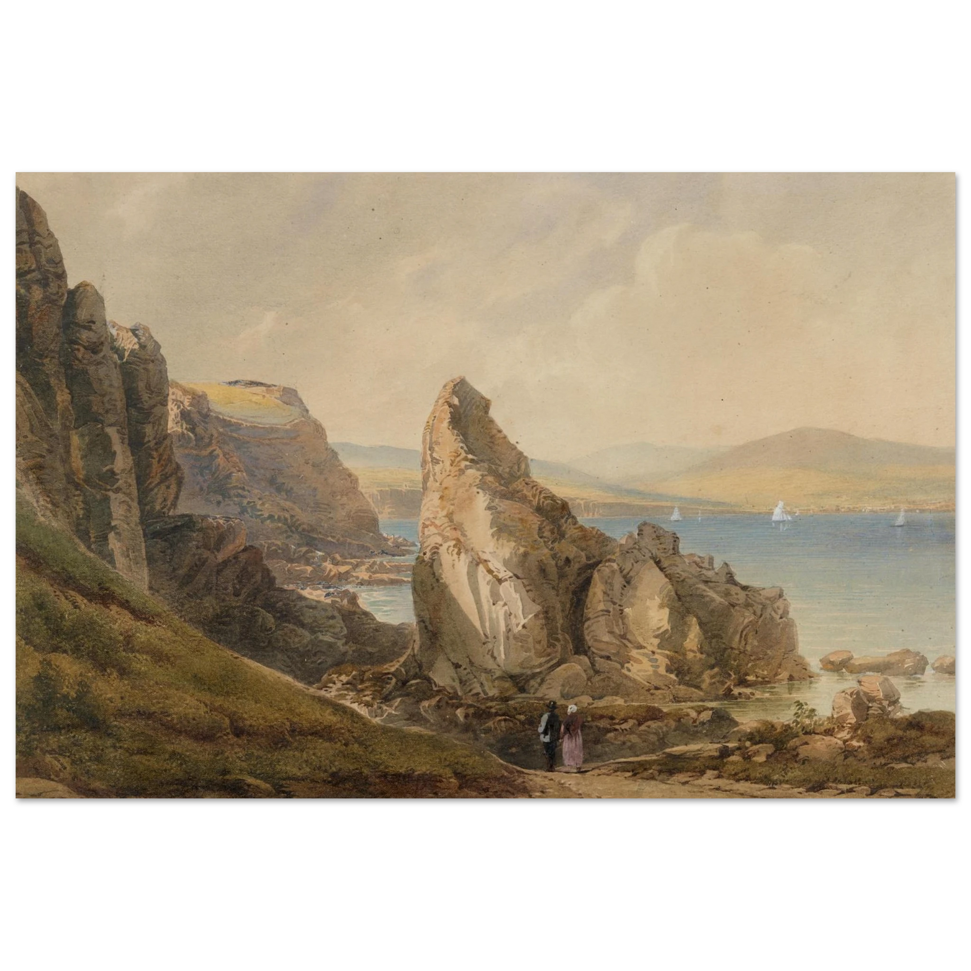 Large Black Wooden Framed reproduction of A Bay near Howth by Henry Newton from the National Gallery of Ireland