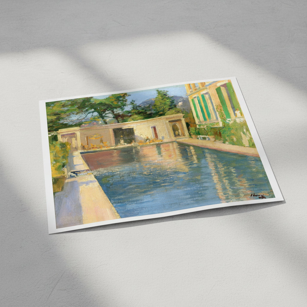 Swimming Pool, Southern France – Sir John Lavery Collector’s Edition Fine Art Print (40×50 cm / 16×20″) Unframed archival print on a pale grey textured surface with soft natural shadows. Editorial product style.