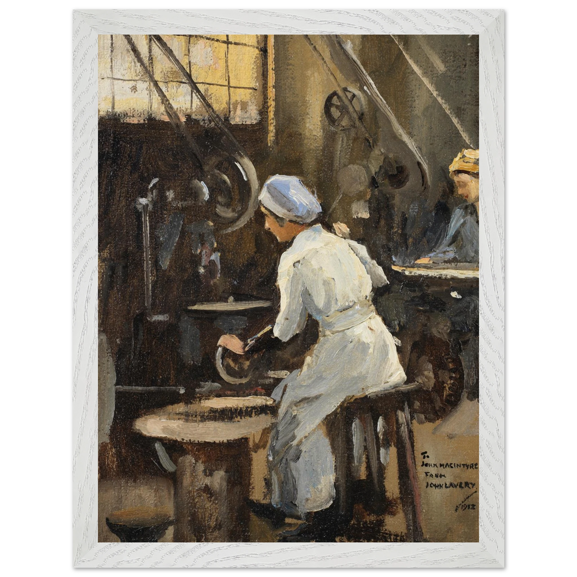 The Disc Maker Irish master art print by Sir John Lavery 30x40 cm in white frame Collector’s Edition