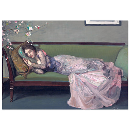 The Green Sofa Irish fine art print A3 size unframed by Sir John Lavery