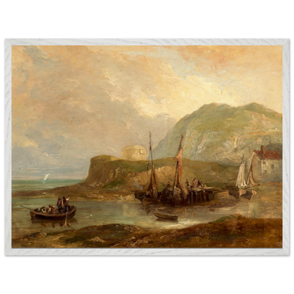 White frame reproduction print of A View of Bray Head by Samuel Frederick Brocas
