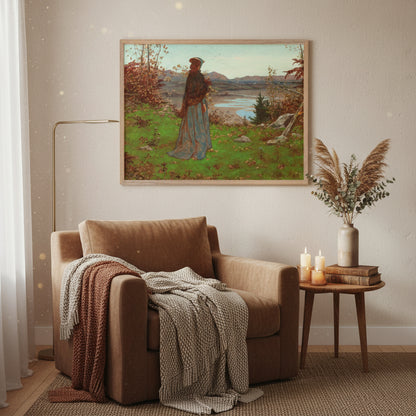 William Hennessy – Woman in an Autumn Landscape Print
