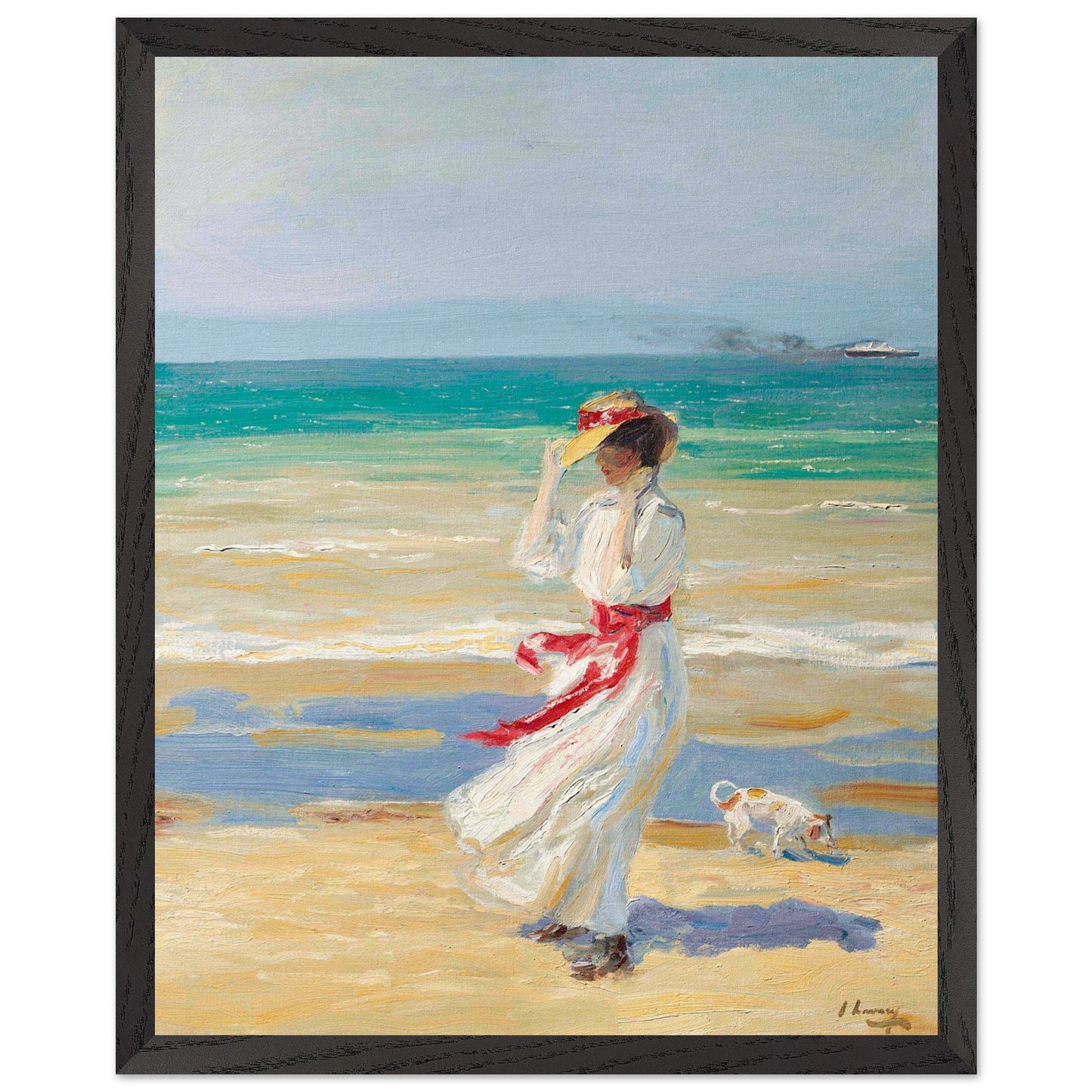 A Windy Day by Sir John Lavery, 40x50cm Collector’s Edition framed print in a black wood frame, statement wall art.
