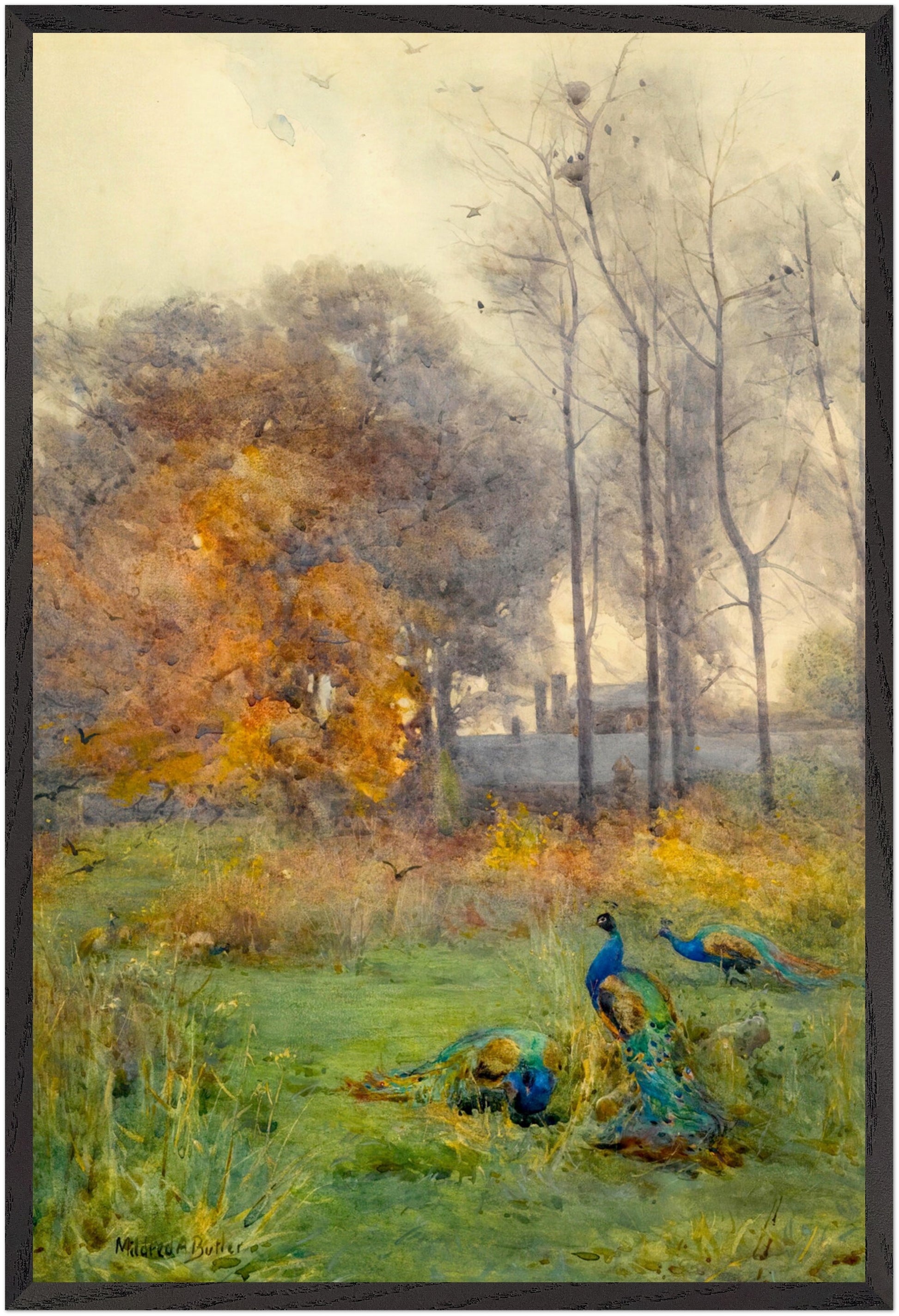 Autumn Days (1928) by Mildred Anne Butler, large Collector’s Edition art print in a black gallery frame