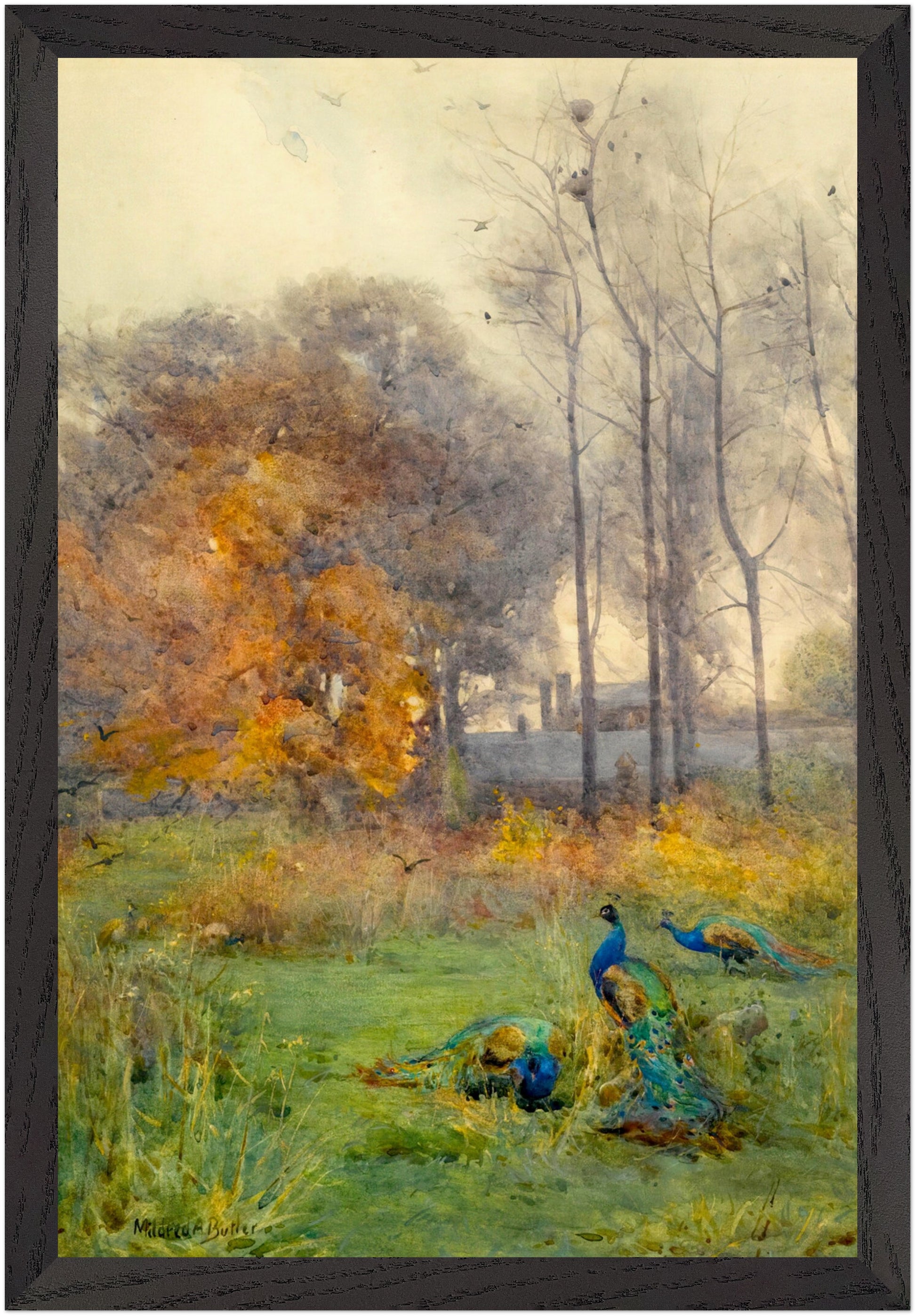 Autumn Days (1928) by Mildred Anne Butler, Collector’s Edition art print in a black gallery frame