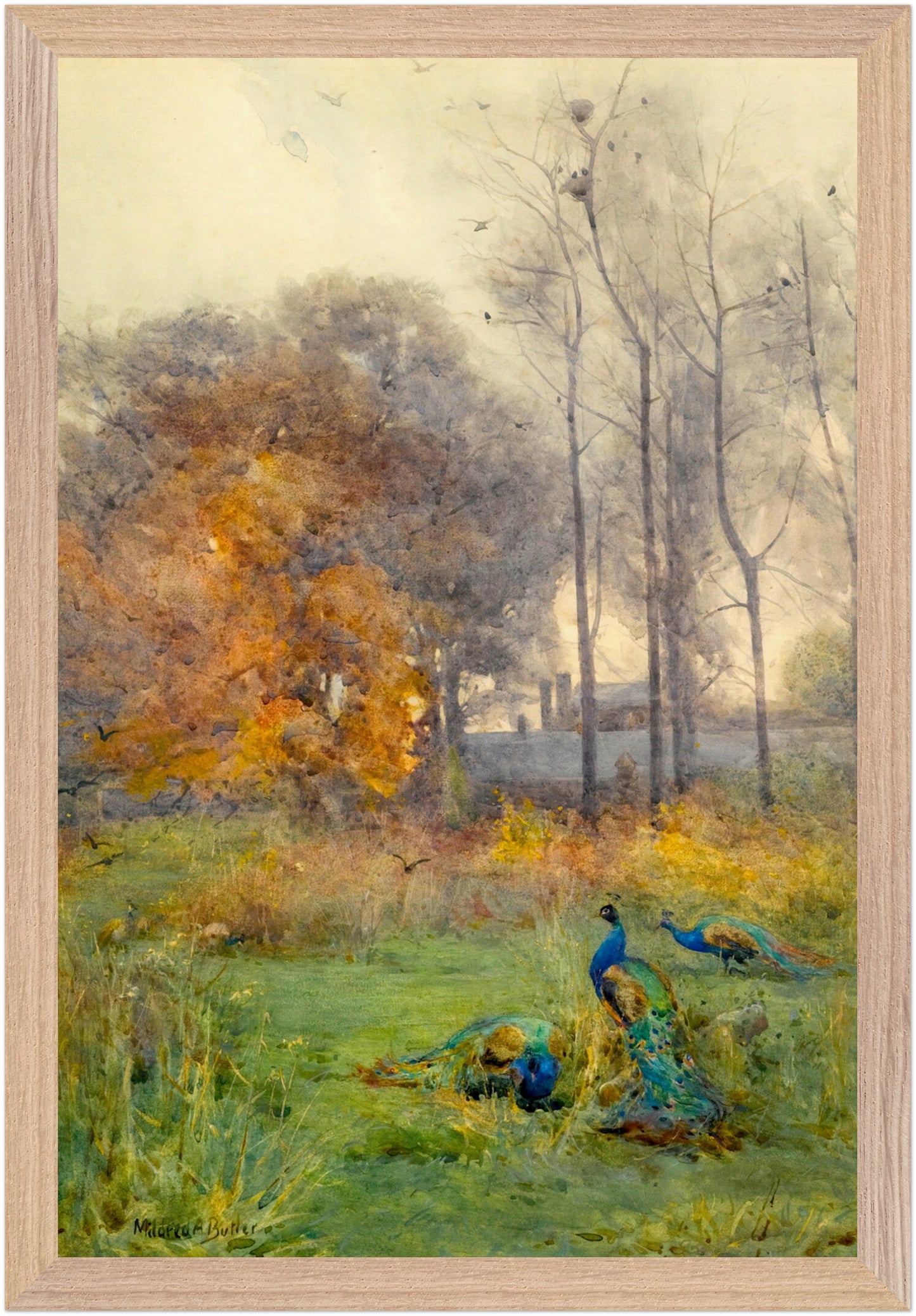 Autumn Days (1928) by Mildred Anne Butler, Collector’s Edition art print in a natural wood gallery frame