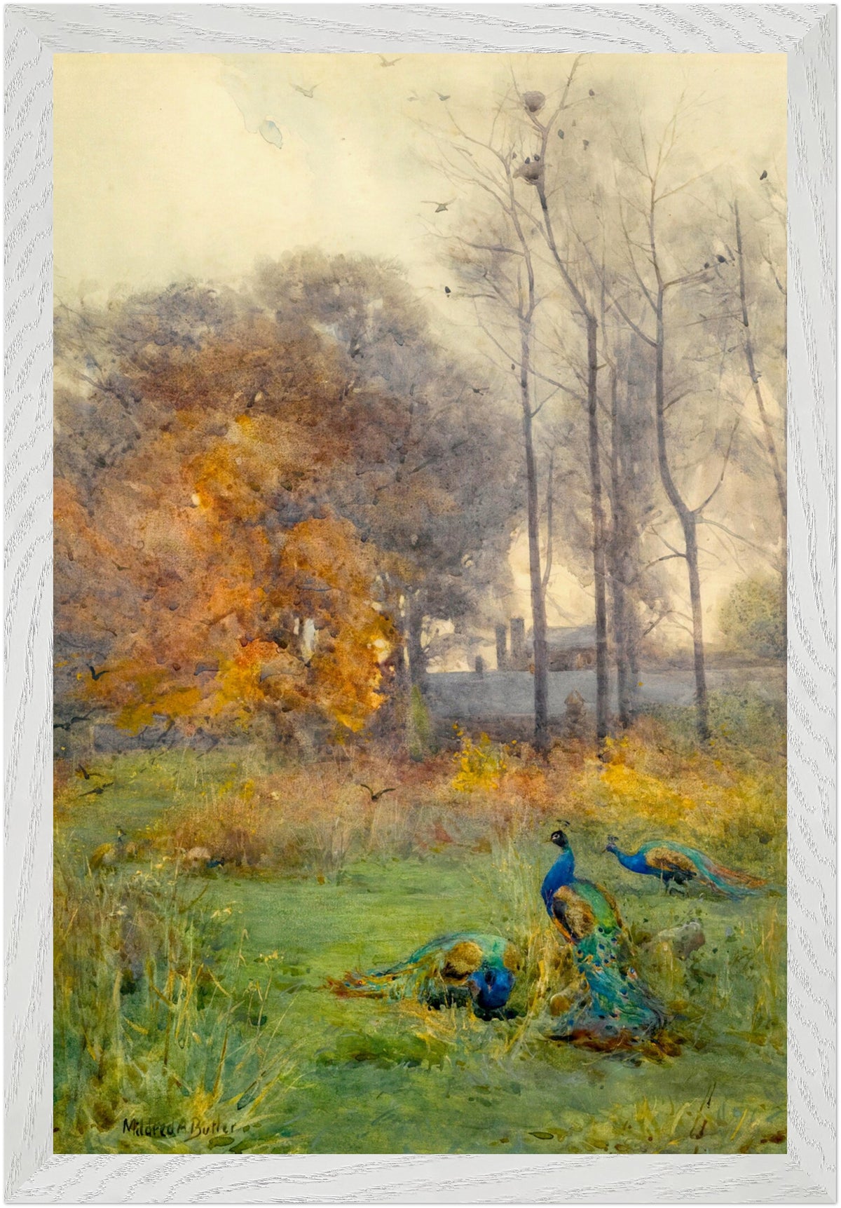 Autumn Days (1928) by Mildred Anne Butler art print in a white gallery frame