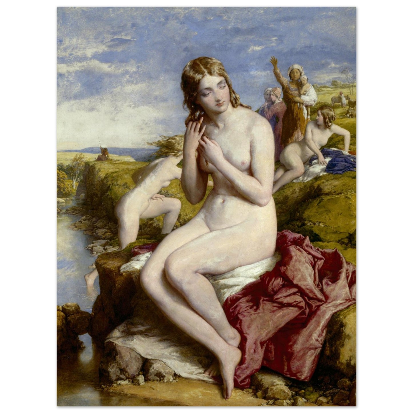 Bathers Surprised by Irish Artist William Mulready Art Print – size comparison view | Buy Irish Art