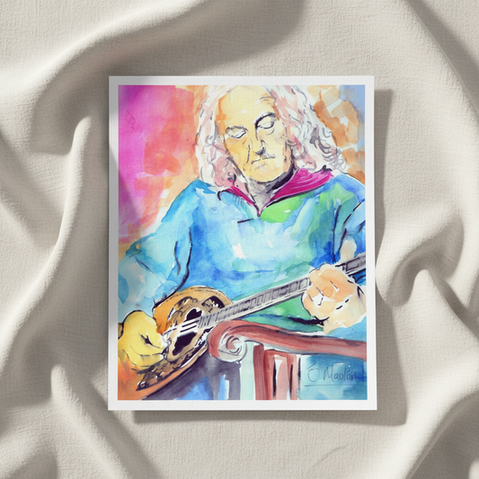 Alec Finn Bouzouki De Dannan Art Print by Ó Maoláin — in a room setting