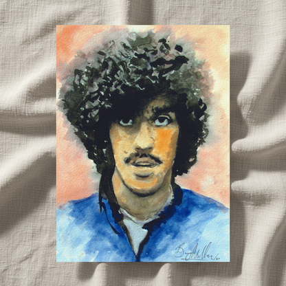 Phil Lynott Thin Lizzy Framed Wall Art Print by Irish Artist — in a room setting