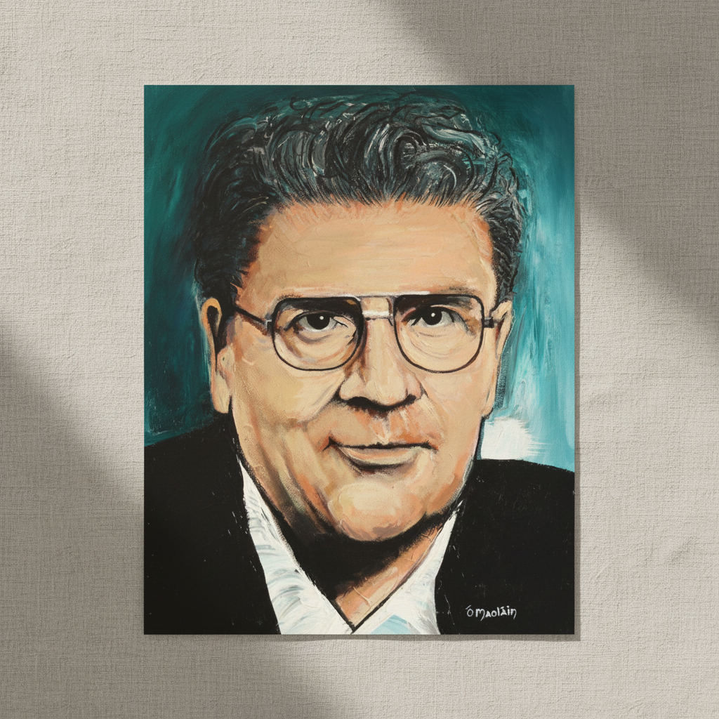 John Hume - Portrait of Peace - Framed Wall Art Print by Irish Artist — in a room setting