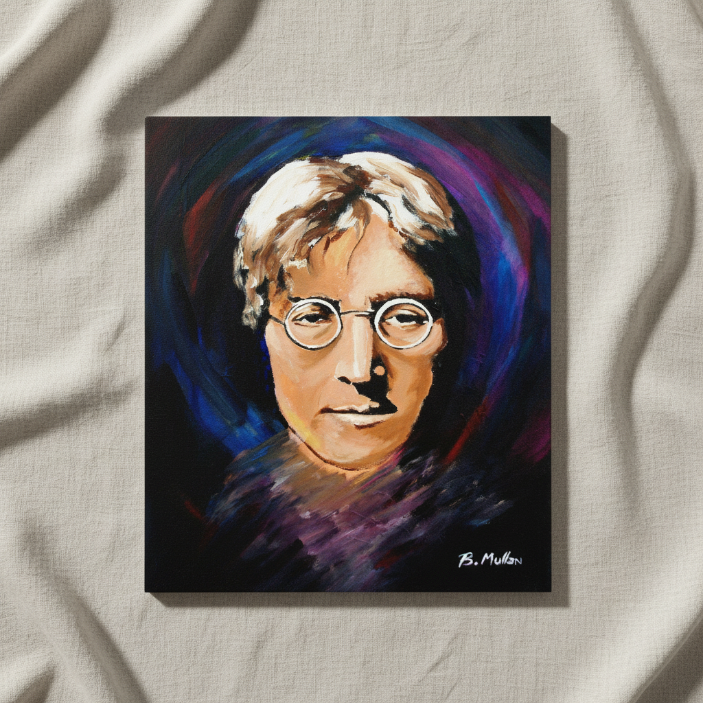 John Lennon Portrait Framed Wall Art Print by Irish Artist — in a room setting