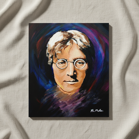 John Lennon Portrait Framed Wall Art Print by Irish Artist — in a room setting