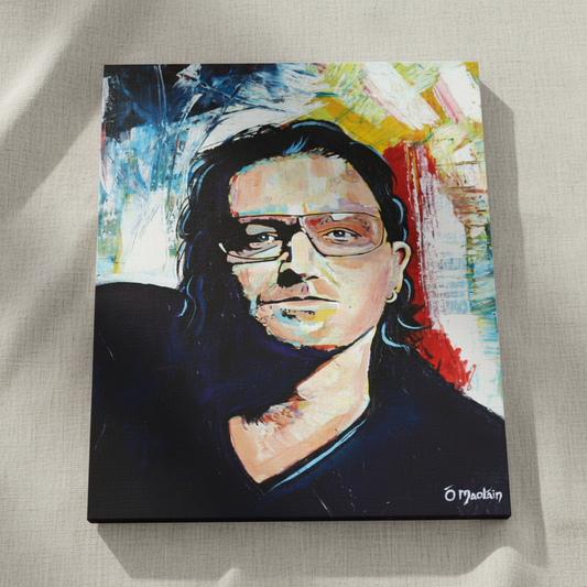 Vibrant Bono U2 Framed Wall Art Print — in a room setting