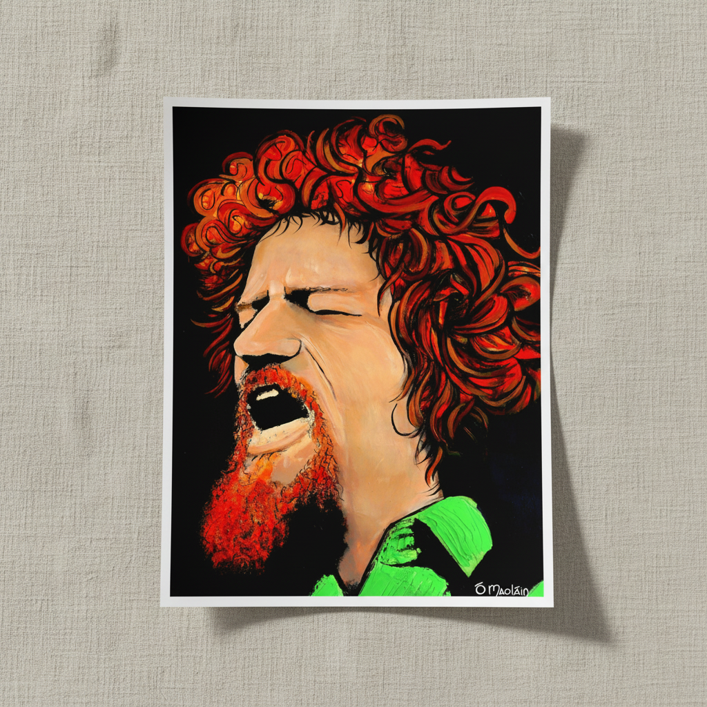 Luke Kelly Art Print by Ó Maoláin — in a room setting