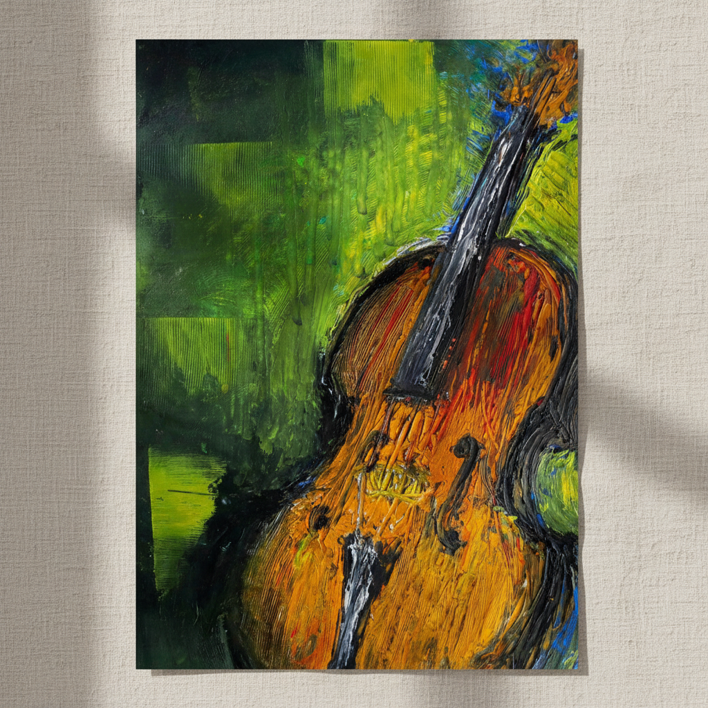 Old Irish Fiddle - Violin Framed Wall Art Print by Irish Artist — in a room setting