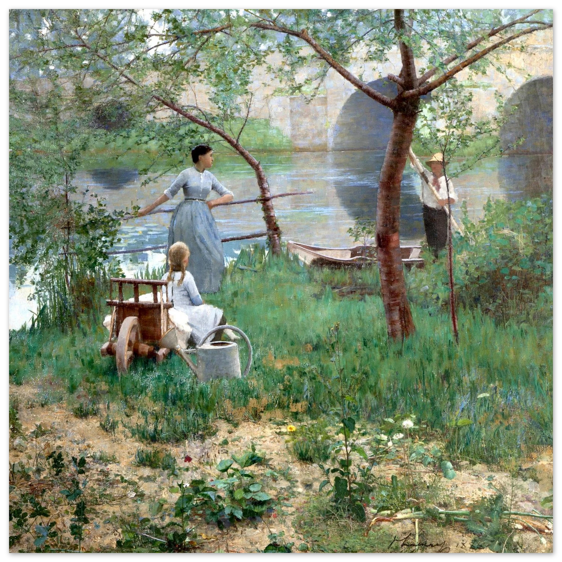 Under the Cherry Tree by Sir John Lavery, framed print styled on wall