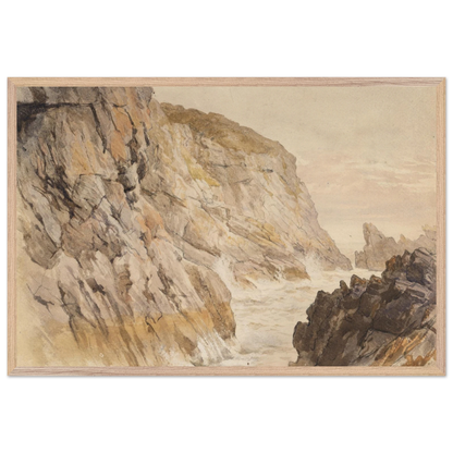 museum-quality paper and natural wood grain frame on Cliffs at Howth reproduction art print