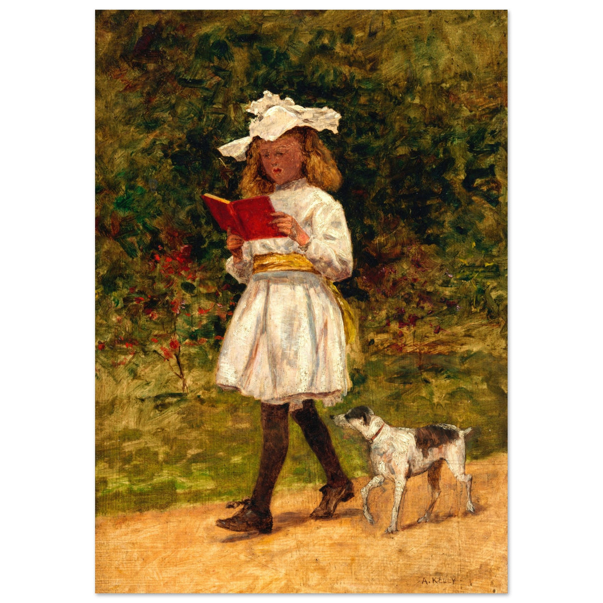 A Young Girl Reading by Aloysius O'Kelly Art Print (view 13)