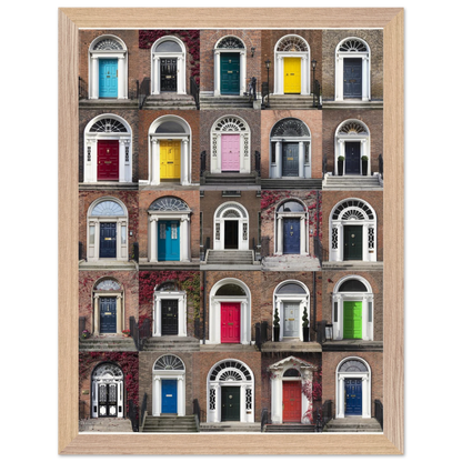 Colorful Georgian doors of Dublin framed wall art ready to hang