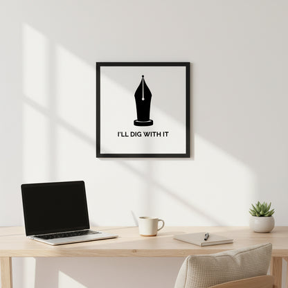 Modern typography print with pen icon and Seamus Heaney quote for writers and poetry lovers