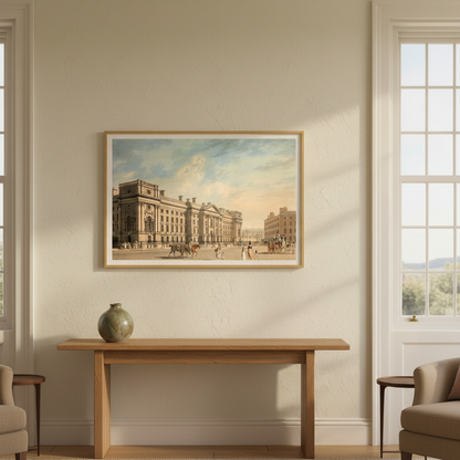 Trinity College College Green by James Malton displayed in an elegant Irish period-home interior