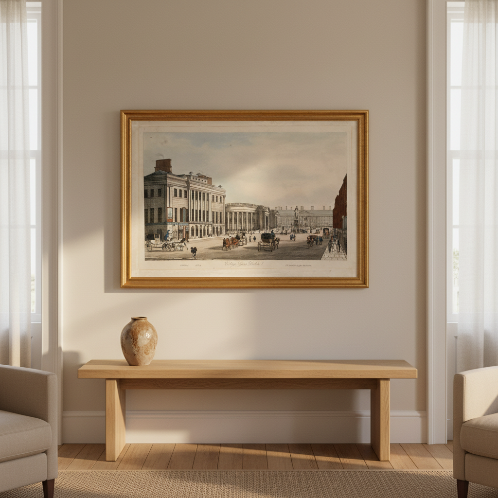 College Green, Dublin displayed in an elegant Irish period-home living room