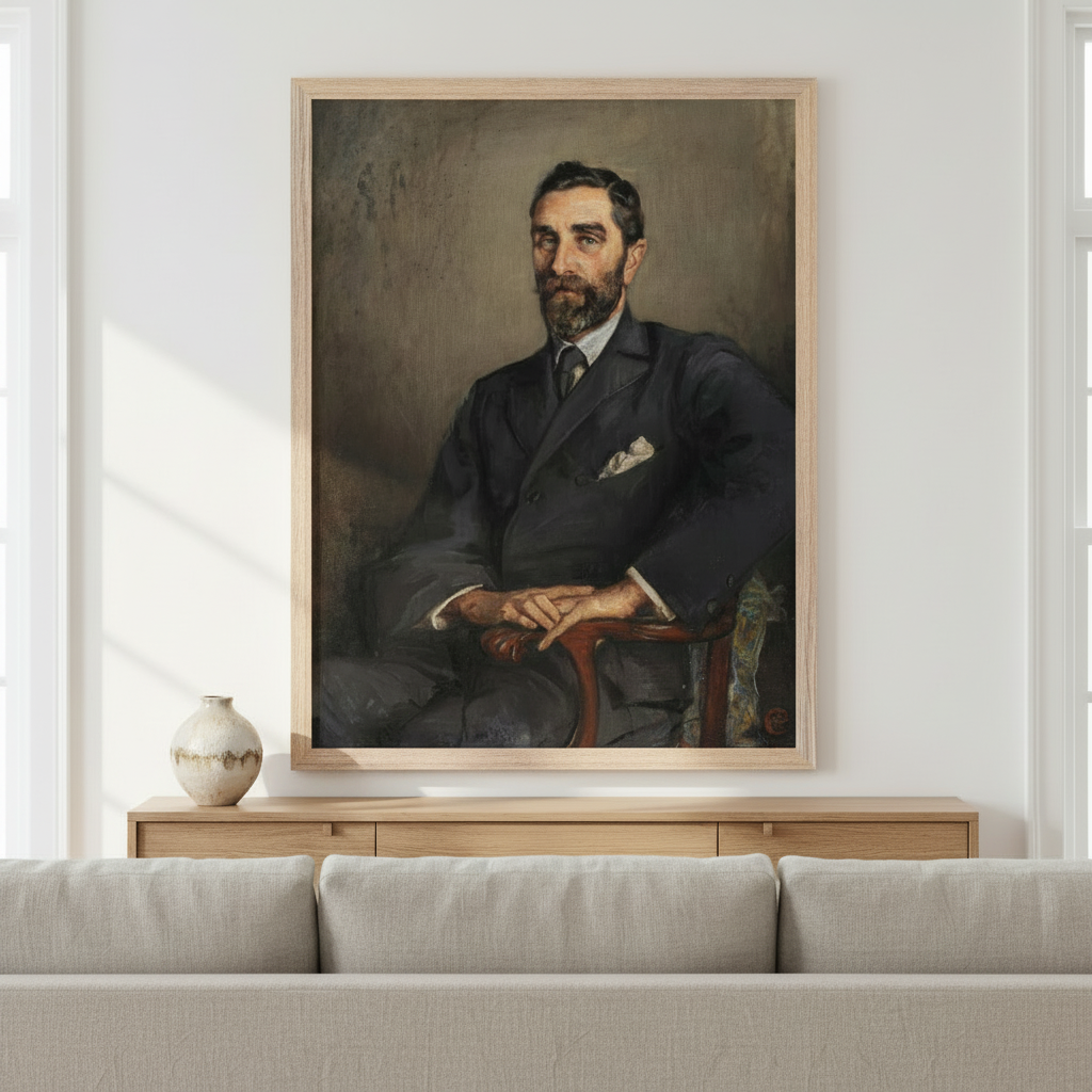 Roger Casement by Sarah Henrietta Purser displayed in an elegant Irish period-home living room