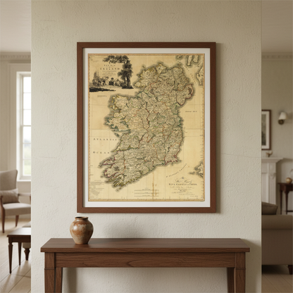 Memoir of a Map of Ireland by Daniel Augustus Beaufort displayed in an elegant Irish period-home interior