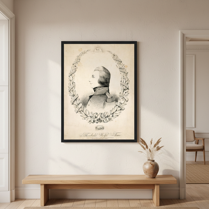 Wolfe Tone in French Uniform (1798) displayed in an elegant Irish period-home living room