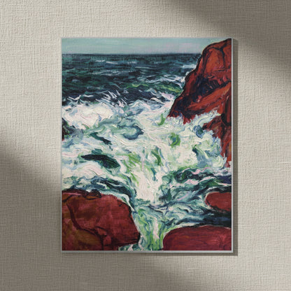 Marée Montante by Roderic O'Conor Art Print 40x50 cm unframed archival print resting on light linen fabric. Soft natural daylight, gentle shadows, artisanal fine-art photography style.
