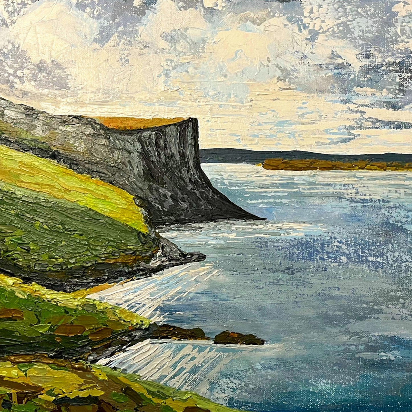 Murlough Bay and Fair Head, County Antrim, Irish coastal landscape art print with rugged cliffs and sea views
