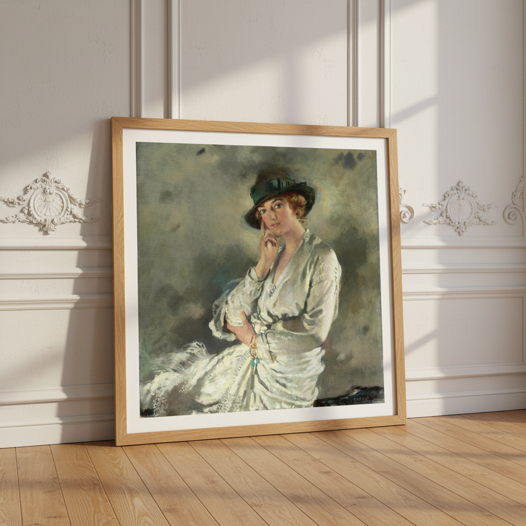 Mrs Charles S. Carstairs – William Orpen Art Print — framed, in a Parisian apartment