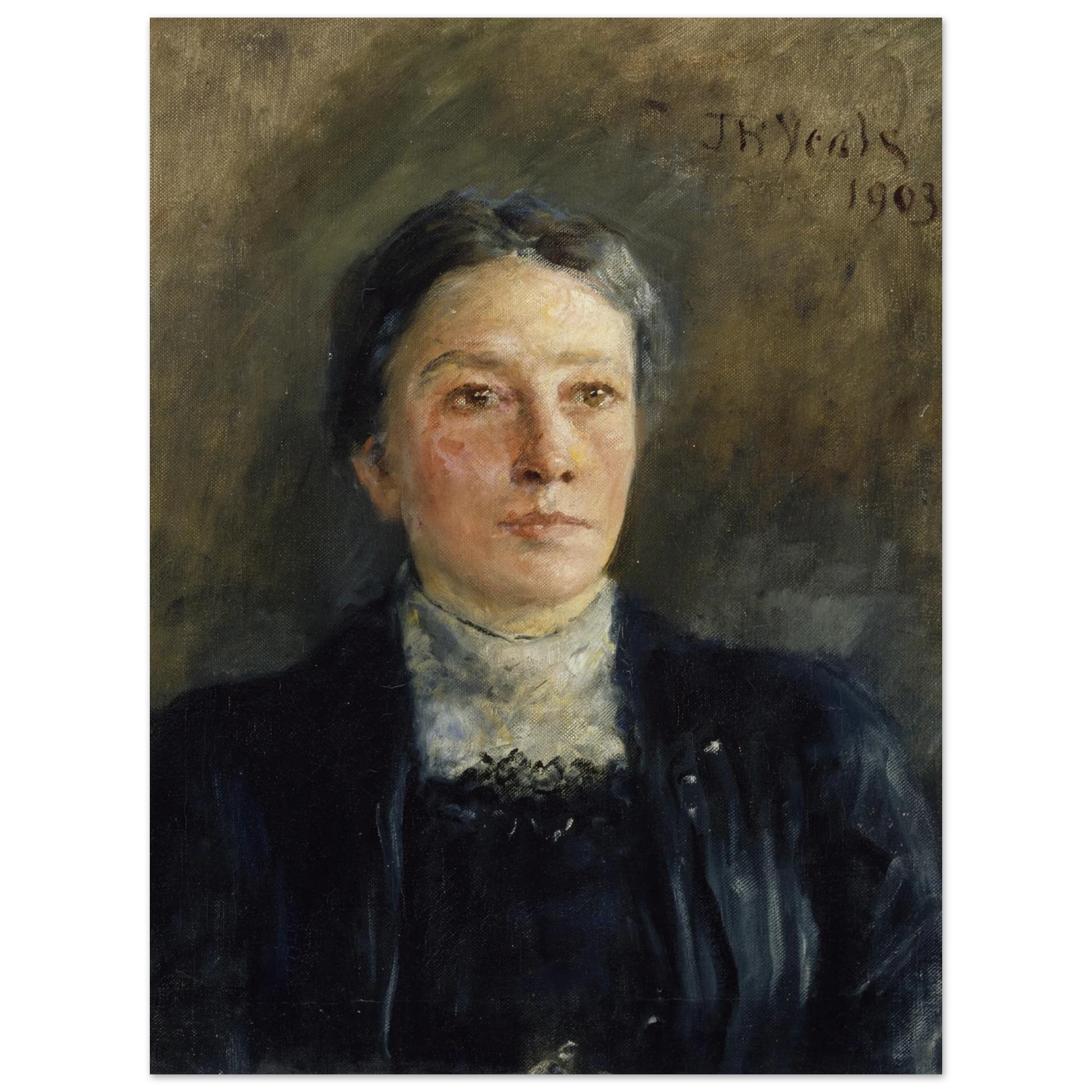 Front view of Portrait of Augusta Gregory by John Butler Yeats unframed print
