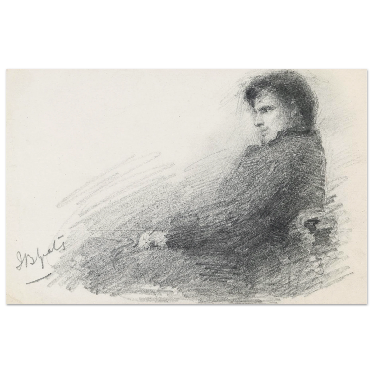 Portrait of a young W.B. Yeats by John Butler Yeats archival art print